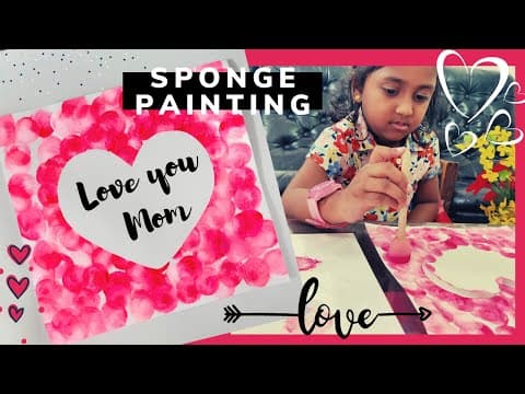 Sponge painting craft for kids - kids painting - valentine heart painting