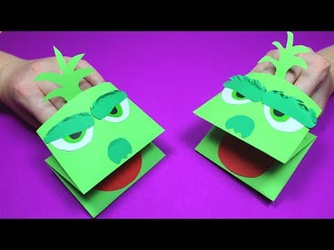 How to Make a Paper Grinch Hand Puppet | Paper Craft for Kids