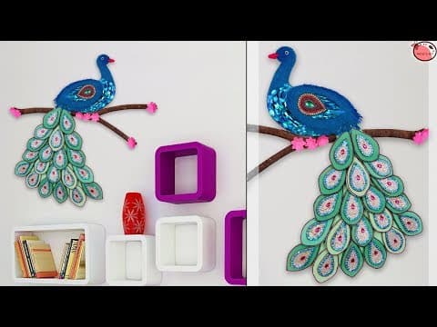 Wall art peacock using waste materials - best out of waste idea - diy crafts idea - handmade things