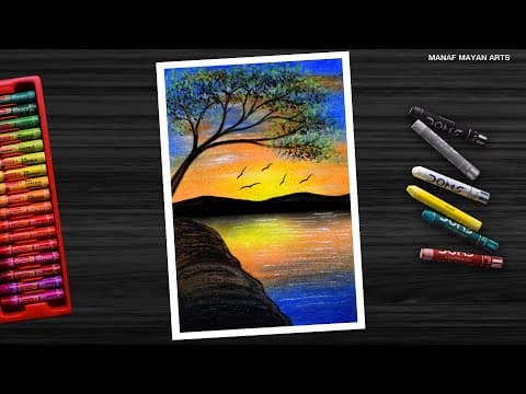How to draw Easy Sunset / Drawing for Beginners / Oil pastel / #298