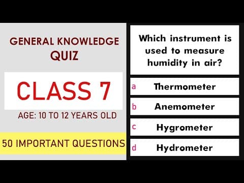 Class 7 General Knowledge Quiz | 50 Important Questions