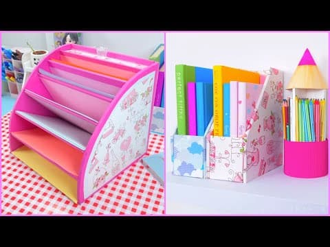 DIY DESK ORGANIZER IDEAS - DESK DECORATION - CARDBOARD CRAFTS