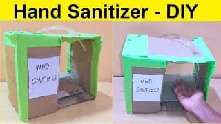 how to make hand sanitizer machine working model using cardboard | inspire award science project
