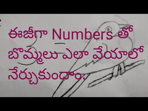 Easy number drawing for kids - step by step - draw pictures using numbers - telugu