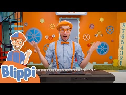 Blippi learns musical instruments for kids