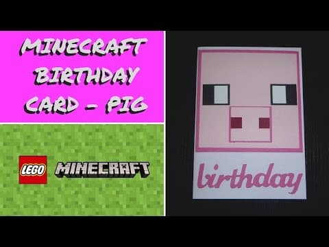 Lego Minecraft Birthday Card - Minecraft Pig