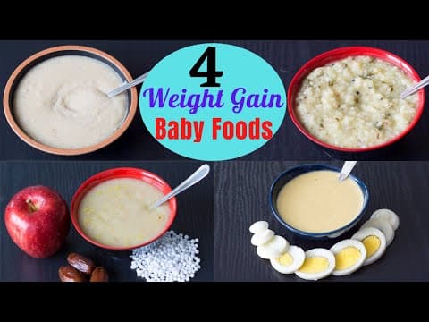 Baby Food | 4 Weight Gain Foods for 7M+ Babies | Baby foods w/ Sooji, Egg, Sweet Potato & Coconut