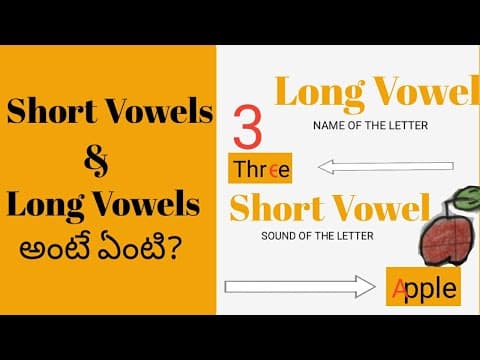 Long vowels & short vowels - vowels sounds - english grammar - telugu