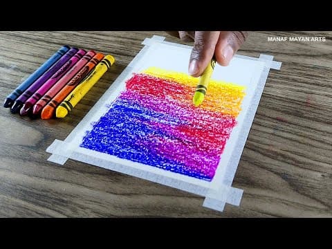 Easy Sunset Coconut Tree Scenery / Drawing for Beginners / with Crayons / #287