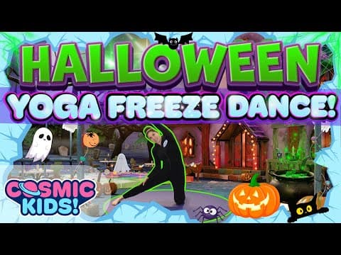 Halloween Yoga Freeze Dance! Brain Break Freeze Dance - Cosmic Kids!