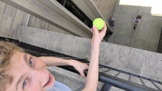 Catching Tennis Balls from Basketball STADIUM|Thats Amazing