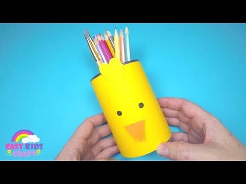Easy Chick Pencil Holder - Spring and Easter Craft Ideas
