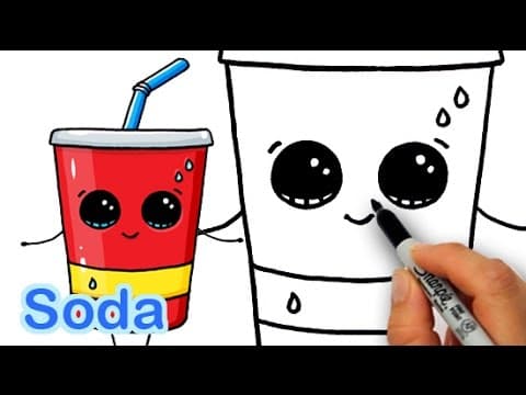 How to draw cute cartoon soda cup drink step by step