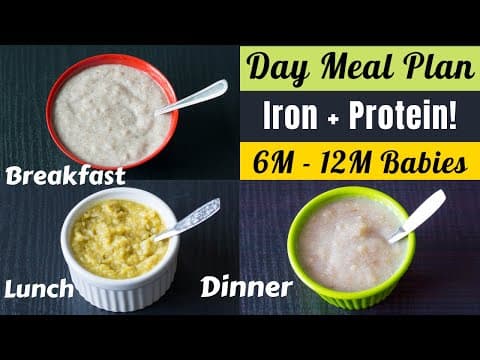 3 Baby Foods | 1 Day Meal Plan for 6-12M Babies | Breakfast, Lunch & Dinner Recipes | Fusion Cooking