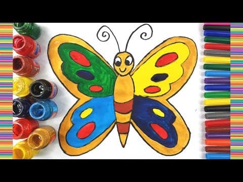 How to draw butterfly easy butterfly coloring pages for kids learn water color painting