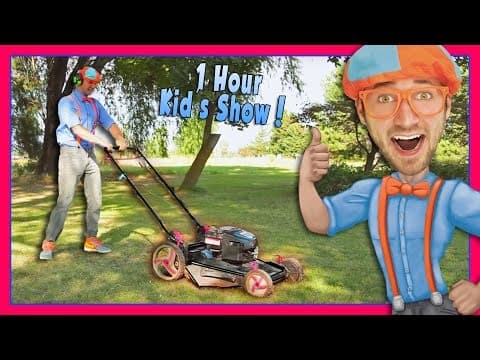 Blippi videos for children - lawn mower