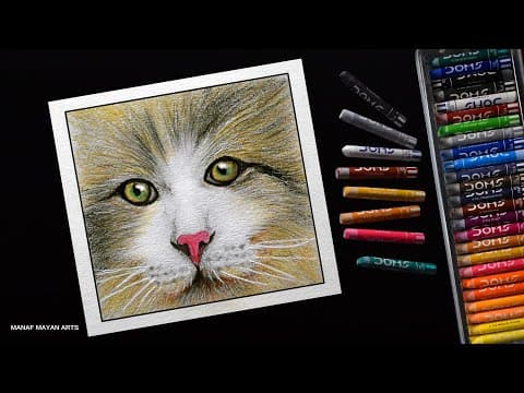 Cat Face | Drawing for Beginners with Oil Pastel | step by step #134