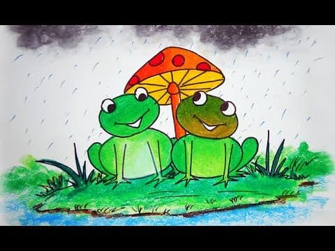 how to draw Frog scenery, Trick Art, easy scenery drawing