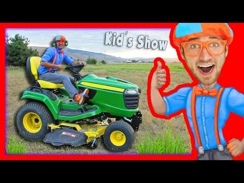 Lawn mowers for kids - yard work with blippi