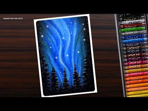 Northern Lights | Oil Pastels Drawing | Tutorial for Beginners #202