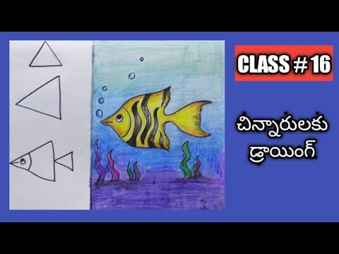 Step by step drawing || how to draw a fish||draw a fish with triangle