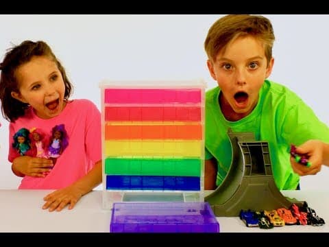 Learn English Colors Rainbow Surprise Cars and Dolls