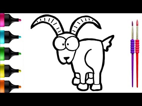 Funny Goat Drawing, Painting and Coloring for Kids, Toddlers