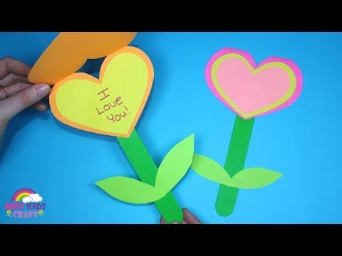 Paper Heart Popsicle Stick Craft - Valentines Day or Mothers Day Craft for Kids