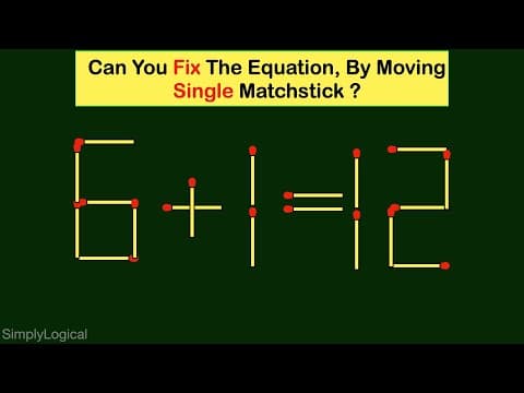 Fix the equation, by moving only one matchstick - clever matchstick puzzle