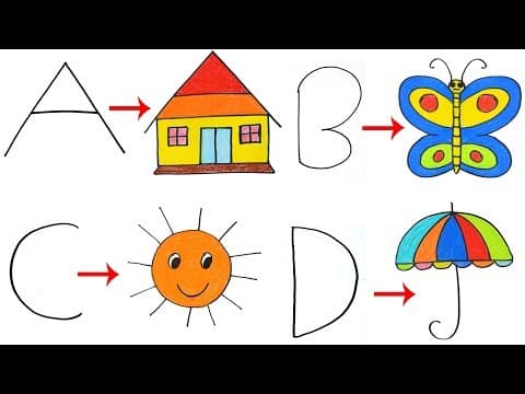 Drawing with Letters for Beginners   -   Drawing With ABCD   -   Turn words into drawing ABCD