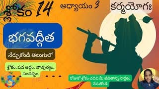 Bhagavad Gita chapter 3 verse 14||karma yoga|| భగవద్గీత 3వ అధ్యాయం శ్లోకం 14|| divine touch telugu