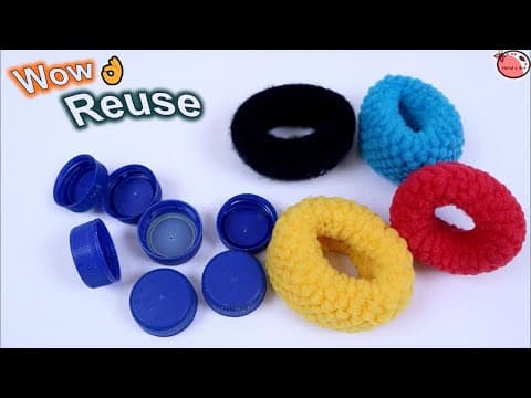Hair band & bottle cap craft idea - how to make wall hanging at home - best out of waste