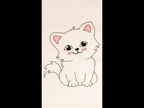 How to draw a cute cat easy - shorts