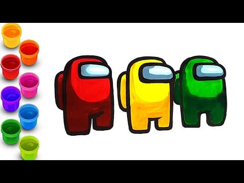 How to Draw AMONG US Game Characters for children   -   Step by step and color them  -  Lesson 121