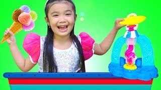Hana Pretend Play w/ PLAY DOH Ice Cream Toy Shop