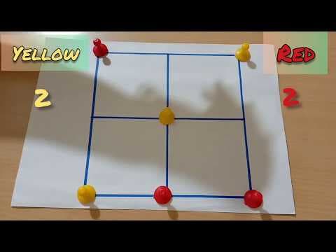 Small dhadi game || Jhadi game || children indoor game || 3 men's Morris game