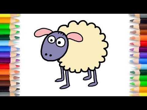 Draw sheep - drawing and colouring sheep for kids - kids simple drawing -