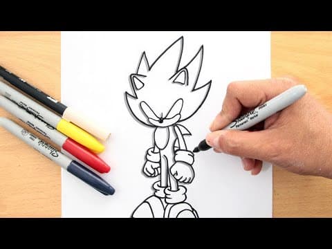 How to draw DARK SUPER SONIC