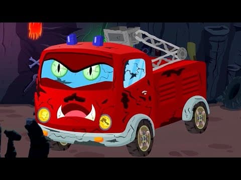 Halloween Fire Truck + More Spooky Cartoon Video For Kids