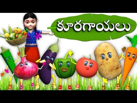Learn telugu kuragayalu and pandlu(fruits and vegetables) - kids nursery animated rhymes for kids