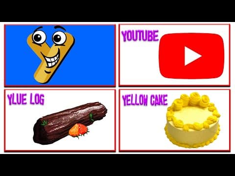 Kids learning - learn letter y - words from y - abc flashcards - kids a to z