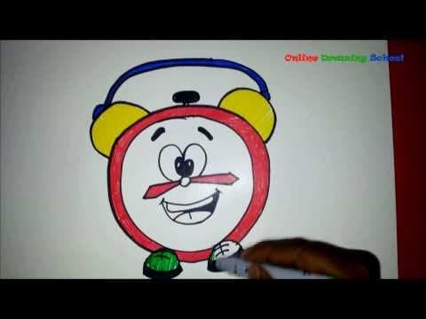 how to draw cute cartoon clock - Lesson 8