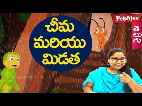 Ant and grasshopper - cheema mariyu midatha - animated stories for kids