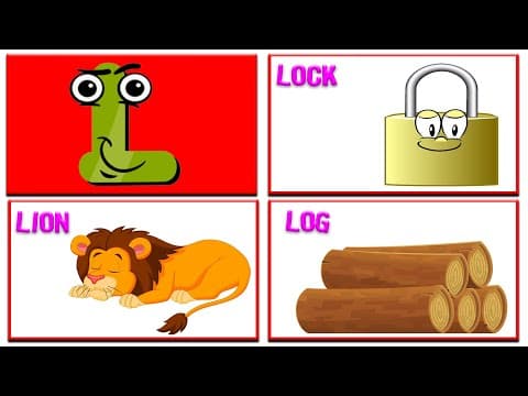 Kids learning - learn letter l - words from l - abc flashcards - kids a to z