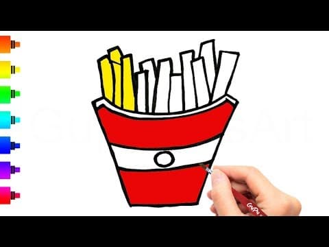 How to draw french fries for kids - coloring and drawing