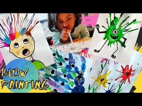 Easy blow painting with straws - kids activity