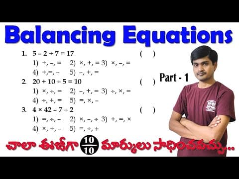 Balancing equations - reasoning tricks in telugu