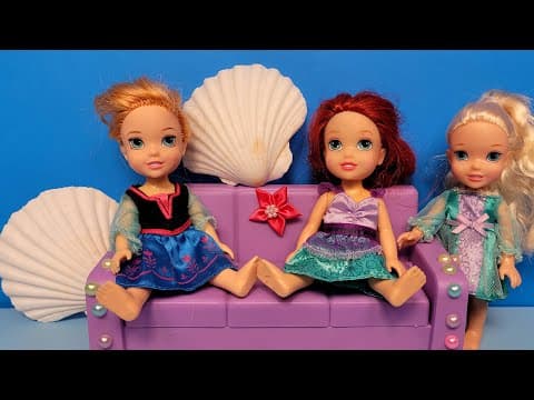 Decorating for party ! Elsa & Anna toddlers help Ariel-dress up fun