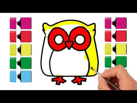 Owl coloring pages for kids - coloring and drawing for kids - learn to color and paint