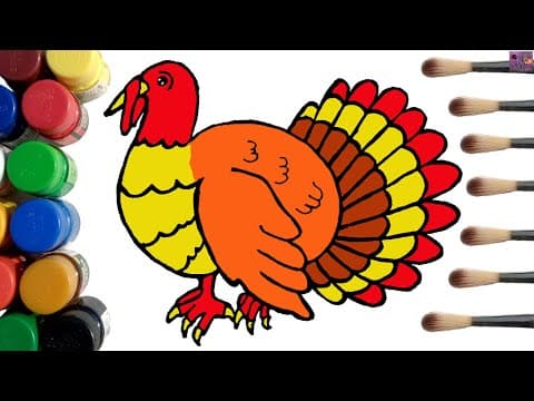 Turkey coloring pages - how to draw turkey step by step